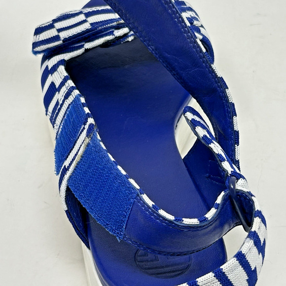 Tory Burch Sport Sandals 10 Blue White Casual Nautical Preppy Kira Hook Loop - Picture 8 of 11
